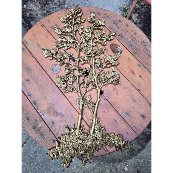 Vintage 1969 Gold Syroco Hollywood Regency Trees & Flowers # 7115 31”x16" - Picture 1 of 3